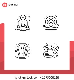 4 Line concept for Websites Mobile and Apps business; halloween; work; map; heart Editable Vector Design Elements