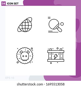 Concepto de 4 líneas para sitios web móviles y aplicaciones en todo el mundo; gas; universo; tenis de mesa; elementos de diseño de vectores editables de contaminación