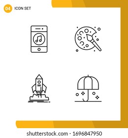 4 Line concept for Websites Mobile and Apps communications; launch; player; paint; ship Editable Vector Design Elements