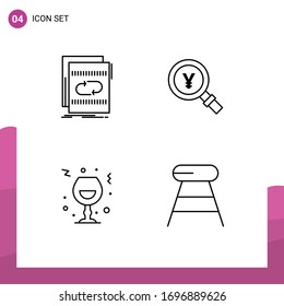 4 Line concept for Websites Mobile and Apps audio; find; mix; japan; glass Editable Vector Design Elements