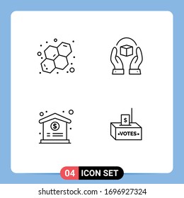 4 Line concept for Websites Mobile and Apps atom; dollar; care; product; bribe Editable Vector Design Elements