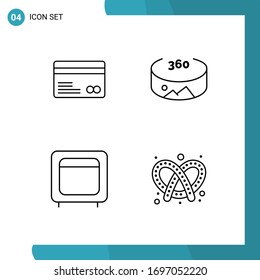 4 Line concept for Websites Mobile and Apps card; money; payments; bank; bake Editable Vector Design Elements