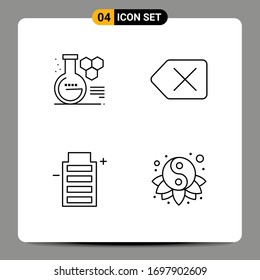 Concepto de 4 líneas para la química de Websites Mobile y Apps; energía; educación; suprimir; elementos de diseño de vectores editables de China