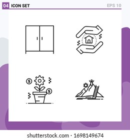 4 Line concept for Websites Mobile and Apps furniture; growth; appraisal; business; personal Editable Vector Design Elements