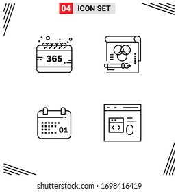 4 Line concept for Websites Mobile and Apps all; canada; year; rgb; date Editable Vector Design Elements