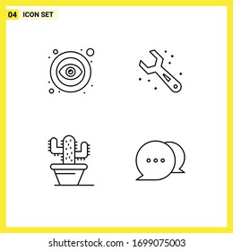 4 Line concept for Websites Mobile and Apps eye; nature; visible; tools; chat Editable Vector Design Elements