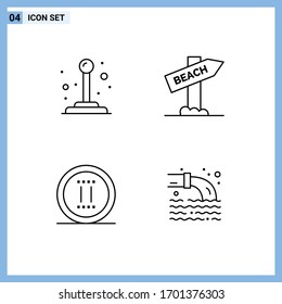 4 Line concept for Websites Mobile and Apps control; online; beach; vacation; pipe Editable Vector Design Elements