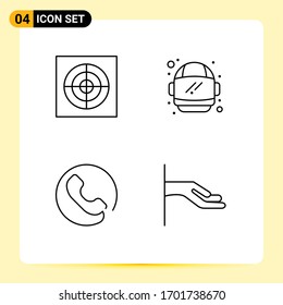 Concepto de 4 líneas para los sitios web Mobile y Apps baño; limosnas; astronauta; respuesta; compartir elementos de diseño de vectores editables