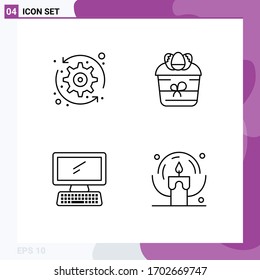 Concepto de 4 líneas para las flechas Websites Mobile y Apps; ordenador; actualización del sistema; Pascua; elementos de diseño de vectores editables para dispositivos