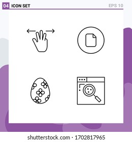 4 Line Konzept für Websites Mobile und Apps Gesten; Ostern; drei Finger; Grundlegende; Design-Elemente für die bearbeitbare Vektorillustration von Ei