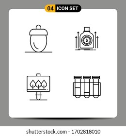 4 Line concept for Websites Mobile and Apps acorn; loan; fruits; money; sign Editable Vector Design Elements