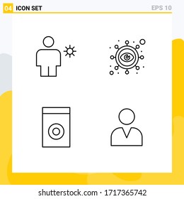 4 Line concept for Websites Mobile and Apps avatar; appliances; summer; eye; washer Editable Vector Design Elements