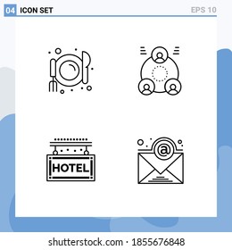Concepto de 4 líneas para Websites Mobile y Apps cafe; viaje; compañía; personas; elementos de diseño de vectores editables por correo electrónico