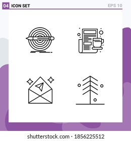 4 Line concept for Websites Mobile and Apps design; arrow; set; cup; mail Editable Vector Design Elements
