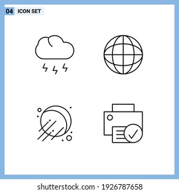 4 Line concept for Websites Mobile and Apps cloud; sputnik; weather; security; connected Editable Vector Design Elements