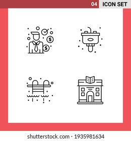 4 Line concept for Websites Mobile and Apps businessman; life; finance; kitchen; city Editable Vector Design Elements