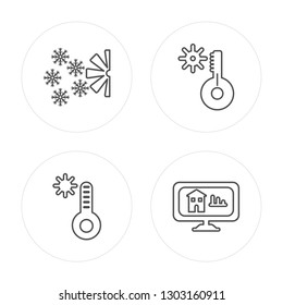 4 line Cooler, Temperature, Temperature, Home modern icons on round shapes, Cooler, Temperature, Temperature, Home vector illustration, trendy linear icon set.