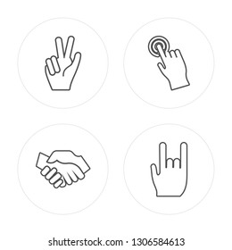 4 line Counting, Handshake, Tap, Maloik modern icons on round shapes, Counting, Handshake, Tap, Maloik vector illustration, trendy linear icon set.