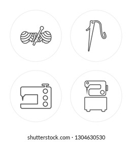 4 line Crochet, Sewing machine, Sewing machine modern icons on round shapes, Crochet, Sewing machine,  Sewing machine vector illustration, trendy linear icon set.