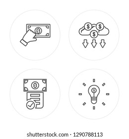 4 line Crowdfunding, Contract, Crowdfunding, Idea modern icons on round shapes, Crowdfunding, Contract, Crowdfunding, Idea vector illustration, trendy linear icon set.