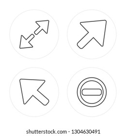 4 line Diagonal arrow, Minimize modern icons on round shapes, Diagonal arrow, Minimize vector illustration, trendy linear icon set.