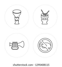 4 line Drum, Trumpet, Drum, Lent modern icons on round shapes, Drum, Trumpet, Drum, Lent vector illustration, trendy linear icon set.