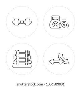 4 line Dumbbell, Dumbbell, Kettlebells, Dumbbells modern icons on round shapes, Dumbbell, Dumbbell, Kettlebells, Dumbbells vector illustration, trendy linear icon set.