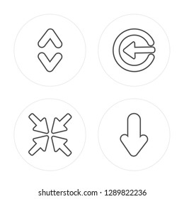 4 line Expand, Minimize, Insert, Down arrow modern icons on round shapes, Expand, Minimize, Insert, Down arrow vector illustration, trendy linear icon set.