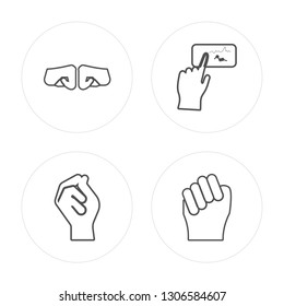 4 line Fist, Click, Draw, Fist modern icons on round shapes, Fist, Click, Draw, Fist vector illustration, trendy linear icon set.