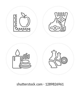 4 line Fitness, Spa, Cream, Oil modern icons on round shapes, Fitness, Spa, Cream, Oil vector illustration, trendy linear icon set.