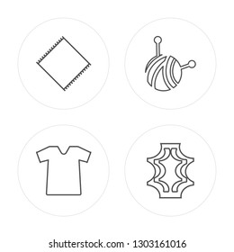 4 line Frame, Shirt, Wool, Leather modern icons on round shapes, Frame, Shirt, Wool, Leather vector illustration, trendy linear icon set.