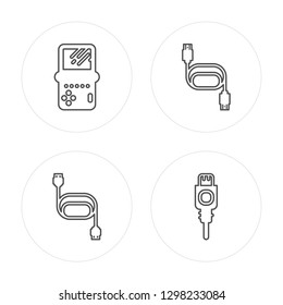4 line Game console, Ethernet, Hdmi, Charger modern icons on round shapes, Game console, Ethernet, Hdmi, Charger vector illustration, trendy linear icon set.