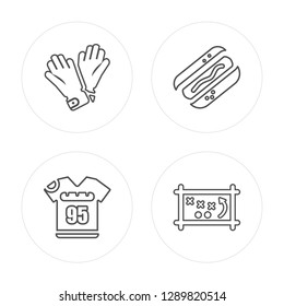 4 line Glove for, Football t shirt with number 83 modern icons on round shapes, Glove for, Football t shirt with number 83, vector illustration, trendy linear icon set.