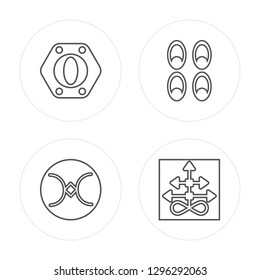 4 line Greatness, Still, Wisdom, Sulphur modern icons on round shapes, Greatness, Still, Wisdom, Sulphur vector illustration, trendy linear icon set.