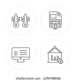 4 line Growth, Investment, File, Analytics modern icons on round shapes, Growth, Investment, File, Analytics vector illustration, trendy linear icon set.