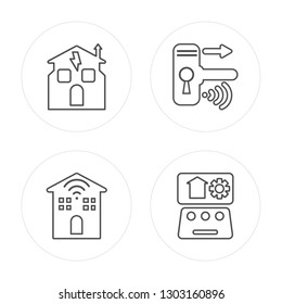 4 line Home, Home, Handle, Automation modern icons on round shapes, Home, Home, Handle, Automation vector illustration, trendy linear icon set.