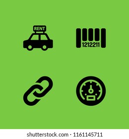 4 line icons in vector set. bar code, link, automotive and speed illustration for web and graphic design