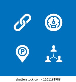 4 line icons in vector set. networking, parking, link and speed illustration for web and graphic design