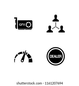 4 line icons in vector set. networking, hardware, speed and dealer illustration for web and graphic design