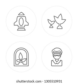 4 line Jetpack, Sprout, Incubator, Augmented reality modern icons on round shapes, Jetpack, Sprout, Incubator, Augmented reality vector illustration, trendy linear icon set.