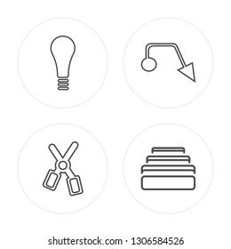 4 line Layer, Cut, Leader, Line modern icons on round shapes, Layer, Cut, Leader, Line vector illustration, trendy linear icon set.