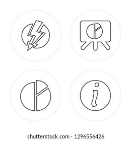 4 line Lightning, Stats, Presentation, Info modern icons on round shapes, Lightning, Stats, Presentation, Info vector illustration, trendy linear icon set.