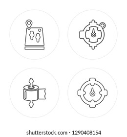4 line Location, Tissue, Compass, Compass modern icons on round shapes, Location, Tissue, Compass, Compass vector illustration, trendy linear icon set.