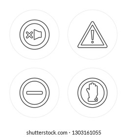 4 line Lost items, Restaurant, Waiting room, Silence modern icons on round shapes, Lost items, Restaurant, Waiting room, Silence vector illustration, trendy linear icon set.
