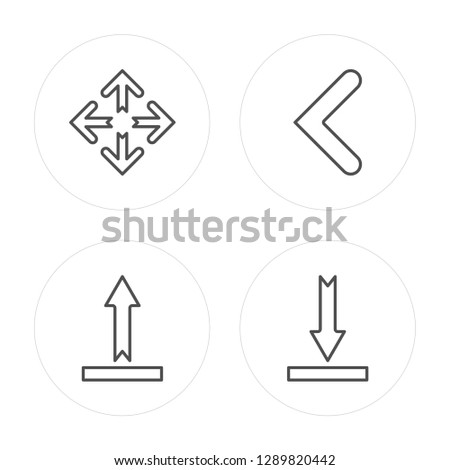 4 line Move, Upload, Left arrow, Download modern icons on round shapes, Move, Upload, Left arrow, Download vector illustration, trendy linear icon set.
