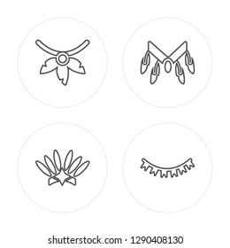 4 line Necklace, Headdress, Necklace, Garlands modern icons on round shapes, Necklace, Headdress, Necklace, Garlands vector illustration, trendy linear icon set.