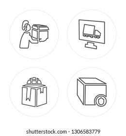 4 line Package,Delivery, Package modern icons on round shapes, Package, Delivery, Package vector illustration, trendy linear icon set.