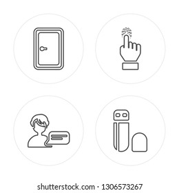 4 line Penalty, Profiling, Fingerprint, Pendrive modern icons on round shapes, Penalty, Profiling, Fingerprint, Pendrive vector illustration, trendy linear icon set.