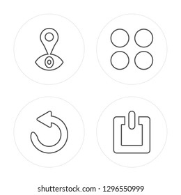 4 line Placeholder, Reload, Menu, Power modern icons on round shapes, Placeholder, Reload, Menu, Power vector illustration, trendy linear icon set.