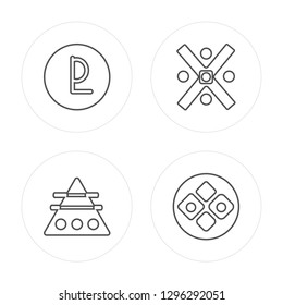 4 line Pluto, Earth, Freedom, Safety modern icons on round shapes, Pluto, Earth, Freedom, Safety vector illustration, trendy linear icon set.